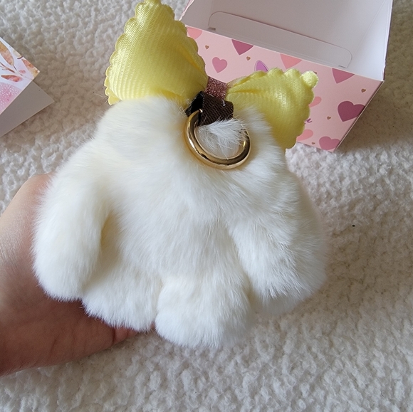Fluffy Bunny Bag Charm Real Rabbit Fur - Picture 7 of 13